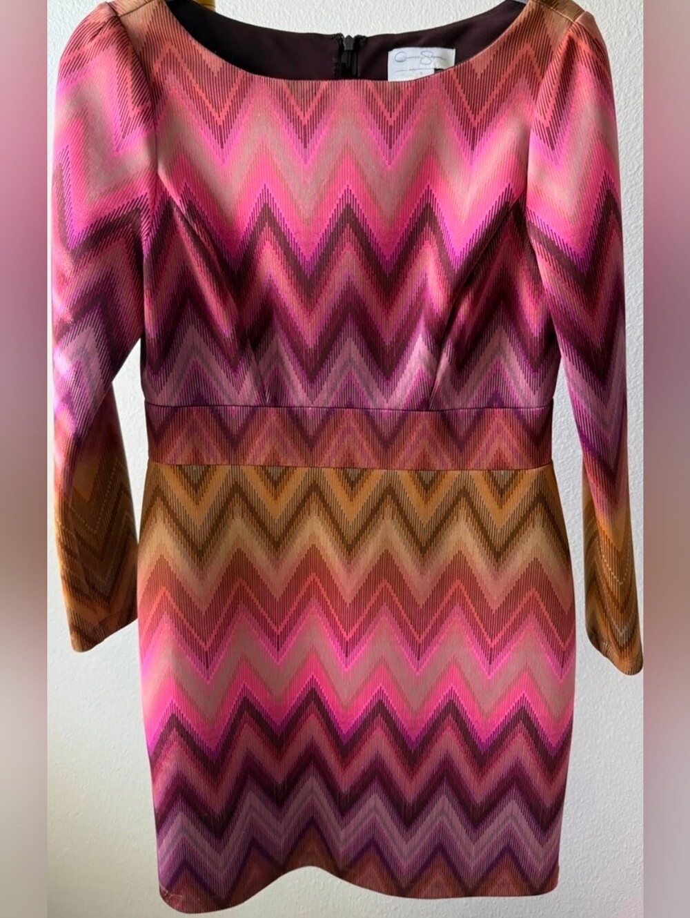 Elegant Jessica Simpson Pink and Purple Chevron Dress. Size 10 ***read